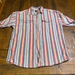 Panhandle Slim Mens large vintage pearl snap Striped Short Sleeve Western Shirt